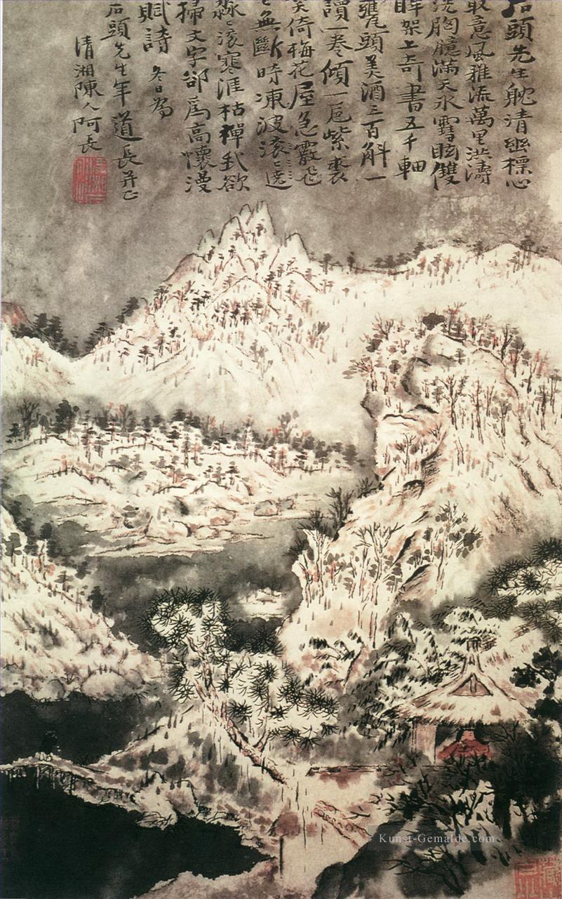Shitao schnallender Berg alte China Tinte Ölgemälde